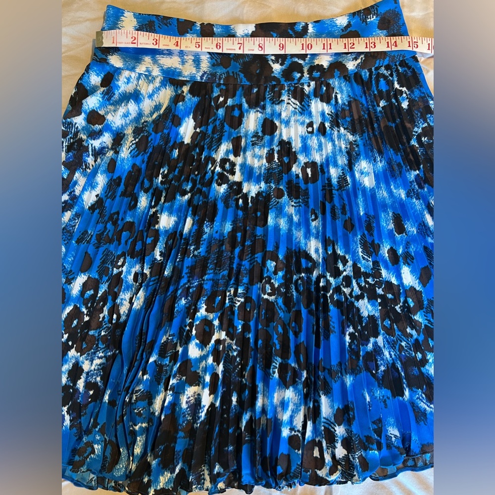 Ann Taylor pleated blue multi colored mini skirt